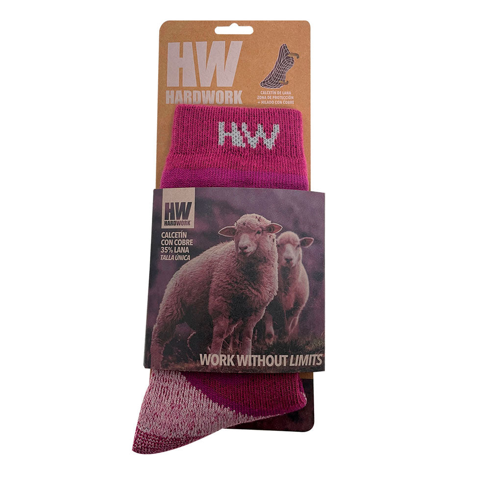 Calcetin HW con Cobre Antibacteriano 35% Lana Burdeo Mujer